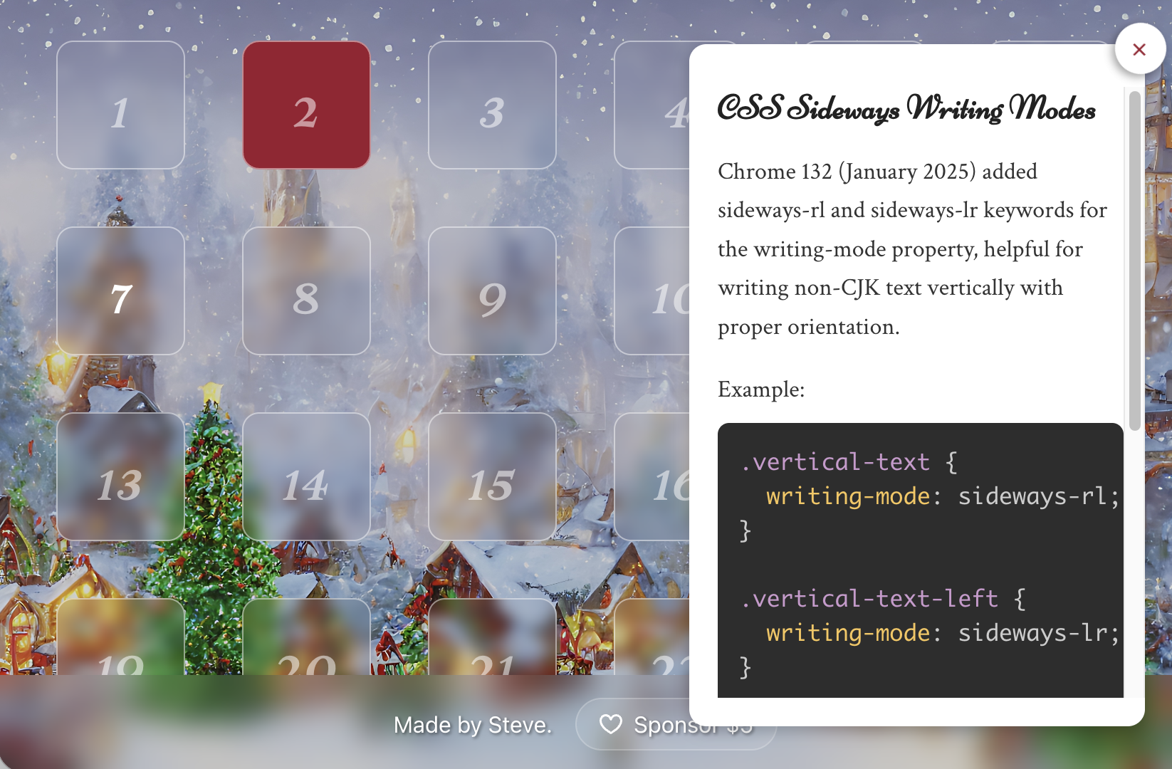 CSS Advent Calendar